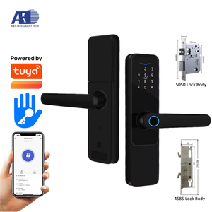 Poignée de porte intelligente <span class=keywords><strong>WiFi</strong></span> en bois avec empreinte digitale et mot de passe Serrure de porte de type <span class=keywords><strong>code</strong></span> avec option de stockage de données sur carte mémoire - Product Image 1