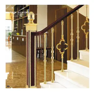 Decorative metal handrail luxurious staircase brass railing for villa project