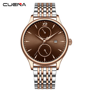Montre <span class=keywords><strong>CUENA</strong></span> pour homme, mode, affaires, or rose, acier inoxydable, montres-bracelets à quartz, mouvement étanche, date, horloge, cadeau d'anniversaire - Product Image 1