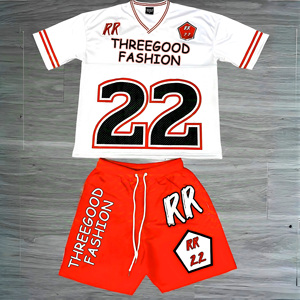 Ensemble de survêtement personnalisé pour <span class=keywords><strong>homme</strong></span>, été, séchage rapide, polyester/coton, maillots de football, shorts, <span class=keywords><strong>streetwear</strong></span>, t-shirt - Product Image 3