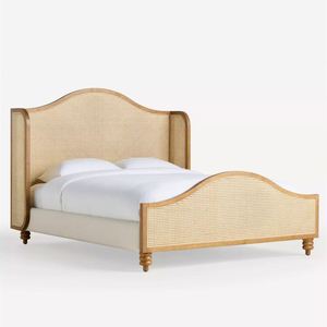 Lit à quatre poteaux en bois massif avec poteaux sphériques en chêne blanc, lit double de style japonais simple pour chambre principale - Product Image 2