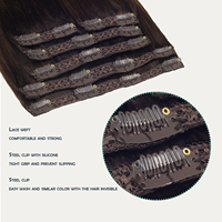 Harga Pabrik Grosir Rambut Asli Remy Alami Tanpa Proses Virgin Clip-in Straight Wave Ekstensi Rambut Eropa Mesin Double