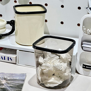 Cubo de basura de escritorio, cubo de basura rectangular transparente para encimera, uso doméstico en interiores - Product Image 3
