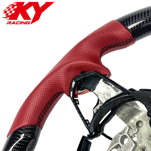 พวงมาลัยรถสปอร์ตหนังสีแดงคาร์บอนไฟเบอร์แบบกำหนดเอง เหมาะสำหรับ Acura TL TLX TLX-L TSX MDX RDX ILX ZDX NSX - Product Image 2