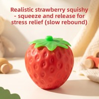 Jouet anti-stress à rebond lent en forme de fraise simulée – Modèle décoratif en caoutchouc extra souple de grande taille pour adulte