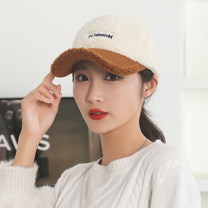 Cappellino da Baseball da <span class=keywords><strong>donna</strong></span> ricamato alla moda autunno e inverno nuovo orsacchiotto di velluto caldo berretto di lana di agnello stile Street <span class=keywords><strong>cappello</strong></span> scamosciato per Golf - Product Image 5