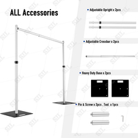 Support de toile de fond télescopique en aluminium robuste et réglable pour tuyau et drapé SIL 30 'x 10'