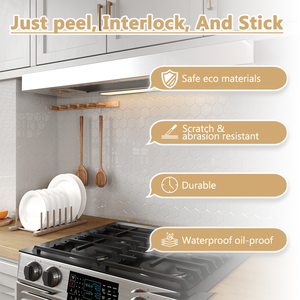 Jeedeson trắng 10-sheet PVC tấm Tường vỏ và dính kính gạch backsplash không có vữa không thấm nước - Product Image 6