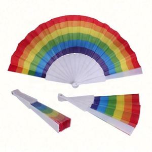 พัดพับสีรุ้งลดราคา พัดพลาสติก พัดสีรุ้งสำหรับงานไจแอลไพรด์ พัดไม้ไผ่พับได้ - Product Image 4