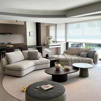Canapé en tissu éponge en forme de L, style minimaliste italien, couleur crème bouclé, fauteuil lounge mobile, mobilier de projet pour salon de villa