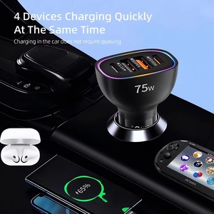 ที่ชาร์จในรถยนต์ 75W 3 พอร์ต PD3.0 QC3.0 อะแดปเตอร์ชาร์จ USB Type-C คู่ สำหรับโทรศัพท์มือถือ แล็ปท็อป กล้อง หูฟัง - Product Image 4