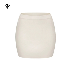Ensemble deux pièces en tricot à épaules dénudées pour femmes, avec nœud en fausse fourrure, haut court à manches longues et mini-<span class=keywords><strong>jupe</strong></span> moulante, blanc ivoire, tenues de soirée sexy - Product Image 5