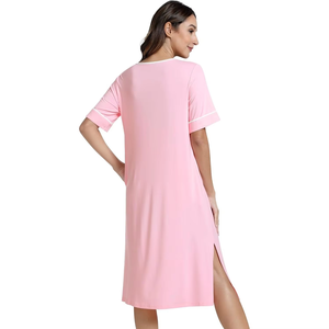 Soldes Exceptionnelles : Ensemble de Nuisette Classique et Élégante pour Femme - Pyjama Confortable à Manches Courtes et Couleur Unie pour la Détente - Product Image 2