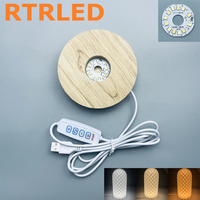 Base de lampe 3D avec puce PCB, lumière LED blanche chaude RGB RGBW DIY, base en bois, mini 5V USB tactile, nouvelle veilleuse RGB