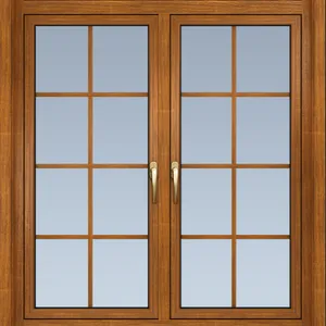 Fenêtre ouverte à manivelle en bois d'aluminium Prix d'usine de qualité Fenêtre de soudage sans soudure à battant en bois composite d'aluminium à ouverture extérieure