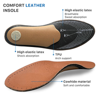 Semelle intérieure de confort en cuir de vachette U-cup absorbant les chocs soutien de la voûte plantaire semelle orthopédique pour chaussures