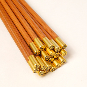 Palillos de madera maciza de alta calidad y estéticamente agradables para uso doméstico, palillos con la inscripción 'Fu' en la parte superior redonda, antideslizantes. - Product Image 1