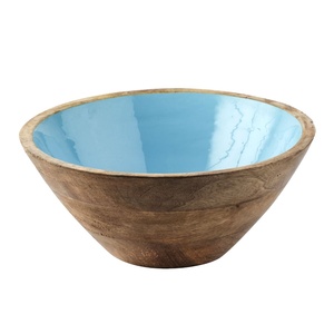 ชุดเสิร์ฟอาหารในไม้มะม่วงที่มีสีเขียวขุ่นเคลือบภายใน - Product Image 1