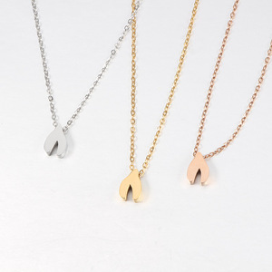 Collier en acier inoxydable plaqué or 18K, polissage miroir, en acier inoxydable, pour femmes, souhait en os - Product Image 1