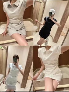 <span class=keywords><strong>Polo</strong></span> da donna abbigliamento sportivo con pieghe sulle spalle, aderente alla vita e snellente, gonna corta antiscivolo, abbigliamento da Yoga - Product Image 4