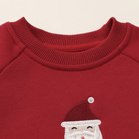 Pull de Noël pour bébé, broderie de dessin animé, 2024, rouge, automne/hiver, polaire épaisse, manches longues, col rond, unisexe, Europe Top