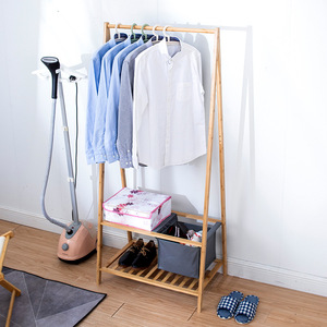 Perchero de bambú simple con estante de almacenamiento para dormitorio, organizador de ropa portátil para interiores, perchero de madera maciza - Product Image 4