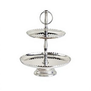 Plateau à gâteau superposé, design élégant pour la restauration, motif bohème, support à bord texturé, aluminium, moule écologique, Zahid Exports - Product Image 1