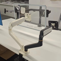 Support de bras double pour écran à ressort à gaz réglable en hauteur avec fixation par œillets et pince en C, compatible VESA, modèle Tokyo