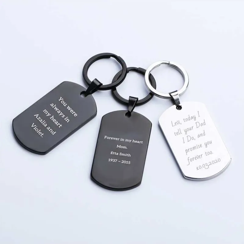 Portachiavi personalizzato di sicurezza in acciaio inossidabile inciso personalizzato e Dog Tag per le donne regalo