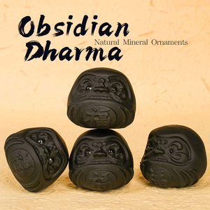 Statue d'<span class=keywords><strong>obsidienne</strong></span> Daruma Cristal noir naturel pour la chance et la <span class=keywords><strong>protection</strong></span> - Product Image 2
