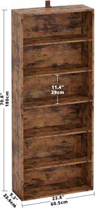 Libreria Vintage marrone alta 70 pollici con Display a 6 ripiani Design industriale per l'home Office scaffali in legno per il soggiorno della scuola - Product Image 3
