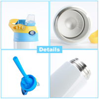 Botol Minum Anak Stainless Steel Dinding Ganda Putih 12oz Custom Gudang AS, Tutup Bounce, Kosong untuk Sublimasi