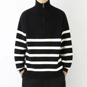 Suéter de <span class=keywords><strong>cuello</strong></span> <span class=keywords><strong>alto</strong></span> para hombres de moda europea y americana, felpa y cálido, ajuste Delgado, viaje diario y suéter de punto cálido - Product Image 4