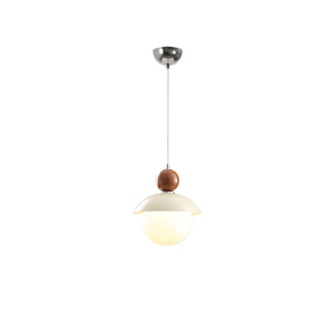 Lampe suspendue Zhiwei, design boule en bois vert crème, éclairage pour chambre à coucher et bureau - Product Image 5