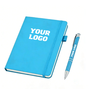 Großhandel Benutzerdefiniertes Logo Werbegeschenk A5 Personalisiertes Notizbuch Leder-Notizbuch-Einband Marken-Unternehmens-Büro-Besprechungs-Notizbuch - Product Image 1