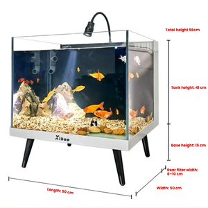 Acquario da Tavolo con Filtrazione Posteriore a Secco/Umido, Piccolo Acquario con Mobiletto, Piedini Rialzati, Imballaggio in Cassa di Legno, Articoli per Animali Domestici - Product Image 5