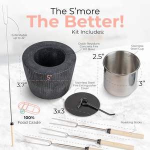 Kit de Smores d'intérieur personnalisé, fabricant de Smores de table en bois de hêtre avec 4 bâtonnets de torréfaction, bol de foyer en béton et couvercle d'extincteur - Product Image 3