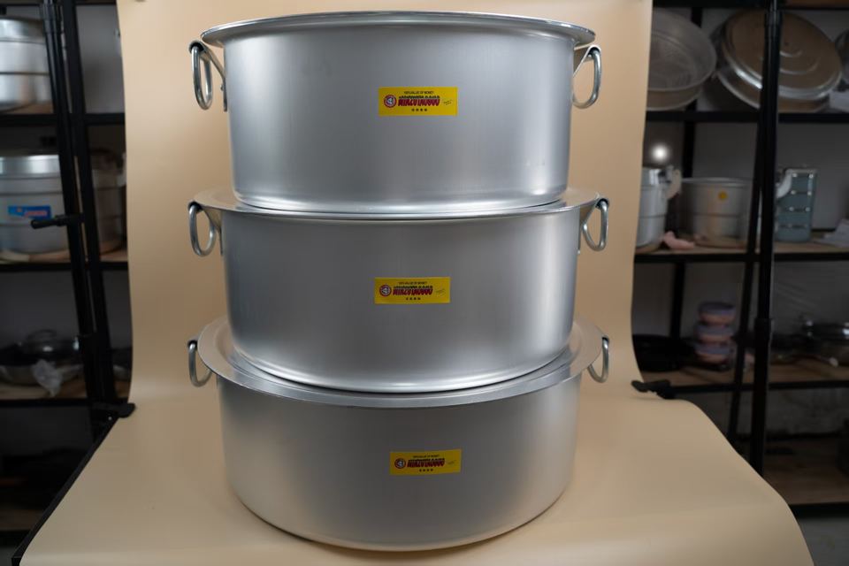 Durable 3 PCS Aluminum Cookware Set with Lid Small Large Capacity No ...