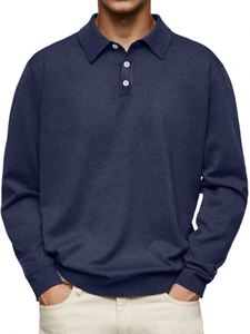 Camicia <span class=keywords><strong>Polo</strong></span> Casual da Uomo in Flanella Tedesca a Maniche Lunghe con Scollo a V e Bottoni per Autunno e Inverno - Product Image 3