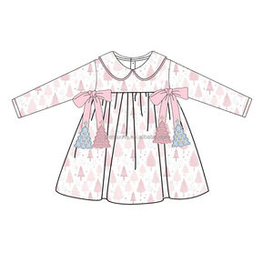 Girls Clothing <strong>Christmas</strong> Design Fall Peter Pan Collar <strong>Christmas</strong> Tree Applique Girls 2 Piece <strong>Outfits</strong> - Product Image 4