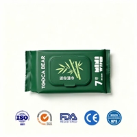 7 lingettes nettoyantes jetables portables, biodégradables, solubles dans l'eau, format poche, pour salle de bain, emballage personnalisé OEM