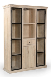 Armario de madera de la mejor calidad con 2 puertas de vidrio, armario grande con acabado blanco TC, material de madera de mango, muebles a precio de mayoreo. - Product Image 4