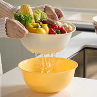 Ensemble d'égouttoirs rotatifs en plastique pour pâtes, riz, fruits et légumes avec bol mélangeur, compatibles lave-vaisselle, écologiques, pour la cuisine