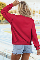 Sweat-shirt de Noël pour femme, col montant, manches longues, motif écossais avec applique arbre, pull décontracté pour les fêtes, mode, vente en gros, vêtements de boutique