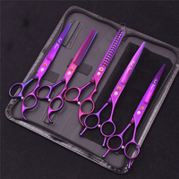 Purple Dragon 7 "Pet Chat Chien Toilettage Ciseaux Ensemble De Coupe Amincissement Chunker 6CR13 En Acier Inoxydable Sharp Garniture Professionnel Z3002