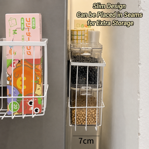 Double Tier Magnetic Wire <b>Storage</b> <b>Rack</b> <b>for</b> <b>Kitchen</b> Wall Mounted Organizer with Detachable Design in White and Black - Product Image 5