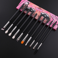 IPRESTA Private Label, ensemble de 10 pinceaux de maquillage pour les yeux et de rasage personnalisés haut de gamme, avec manches en bois et en aluminium