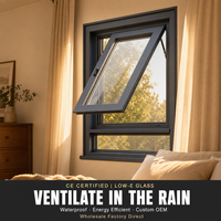 Ventana de Aluminio con Toldo Superior, Certificación CE, Bajo Consumo, Impermeable, Ventilación, Tamaño Personalizado, Venta al por Mayor de Fábrica OEM
