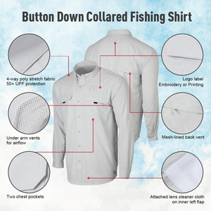 Vente en gros OEM – Chemise de pêche à manches longues pour homme en Spandex/Polyester, séchage rapide, respirante, protection solaire, pour sports de plein air - Product Image 2