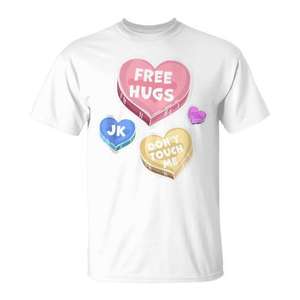 Débardeur T-shirt Cœurs Saint-Valentin – Câlins Gratuits, Moi, je plaisse ! Ne me touchez pas ! Produit Promotionnel - Product Image 1